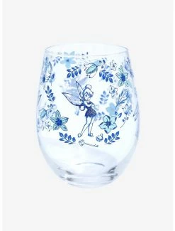 Drinkware Disney Peter Pan Tinker Bell Floral Pose Wine Glass