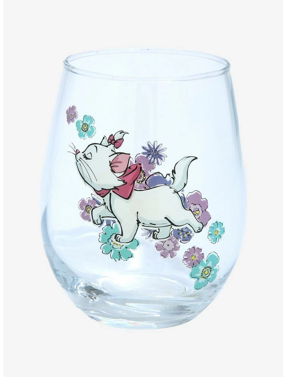 Drinkware Disney The Aristocats Marie Floral Wine Glass - BoxLunch Exclusive