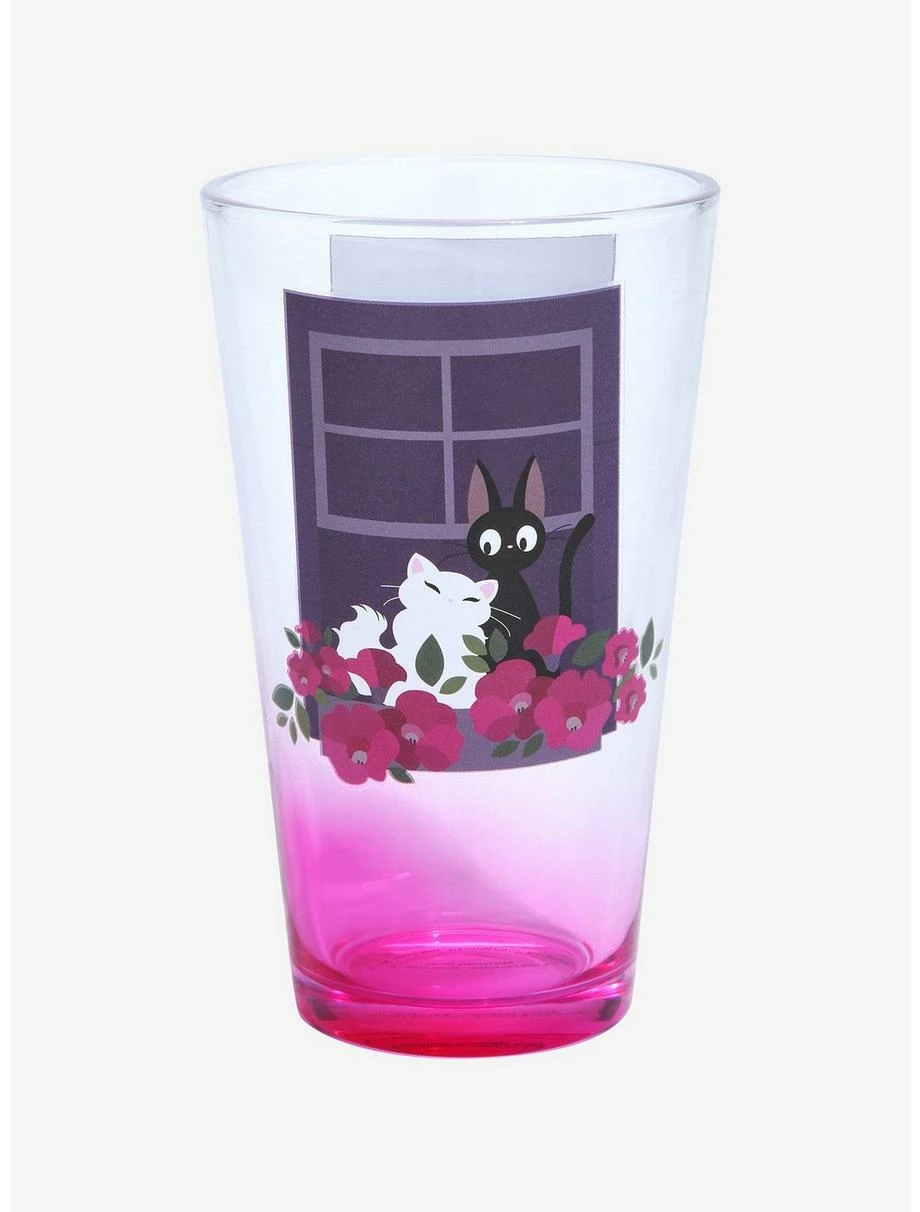 Drinkware Studio Ghibli Kiki's Delivery Service Lily & Jiji Window Pint Glass - BoxLunch Exclusive 3 Drinkware Studio Ghibli Kiki's Delivery Service Lily & Jiji Window Pint Glass - BoxLunch Exclusive