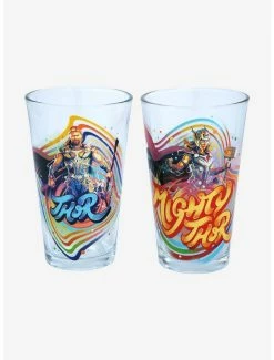 Drinkware Marvel Thor: Love And Thunder Thor & Mighty Thor Paint Portraits Pint Glass