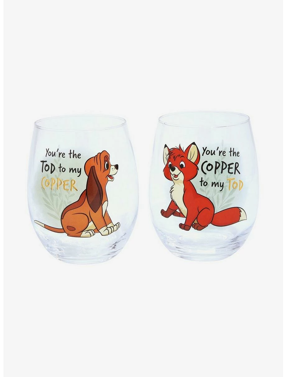 Drinkware Disney The Fox And The Hound Tod & Copper Wine Glass Set - BoxLunch Exclusive 3 Drinkware Disney The Fox And The Hound Tod & Copper Wine Glass Set - BoxLunch Exclusive