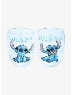 Drinkware Disney Lilo & Stitch Stitch Portrait Ohana Wine Glass Set