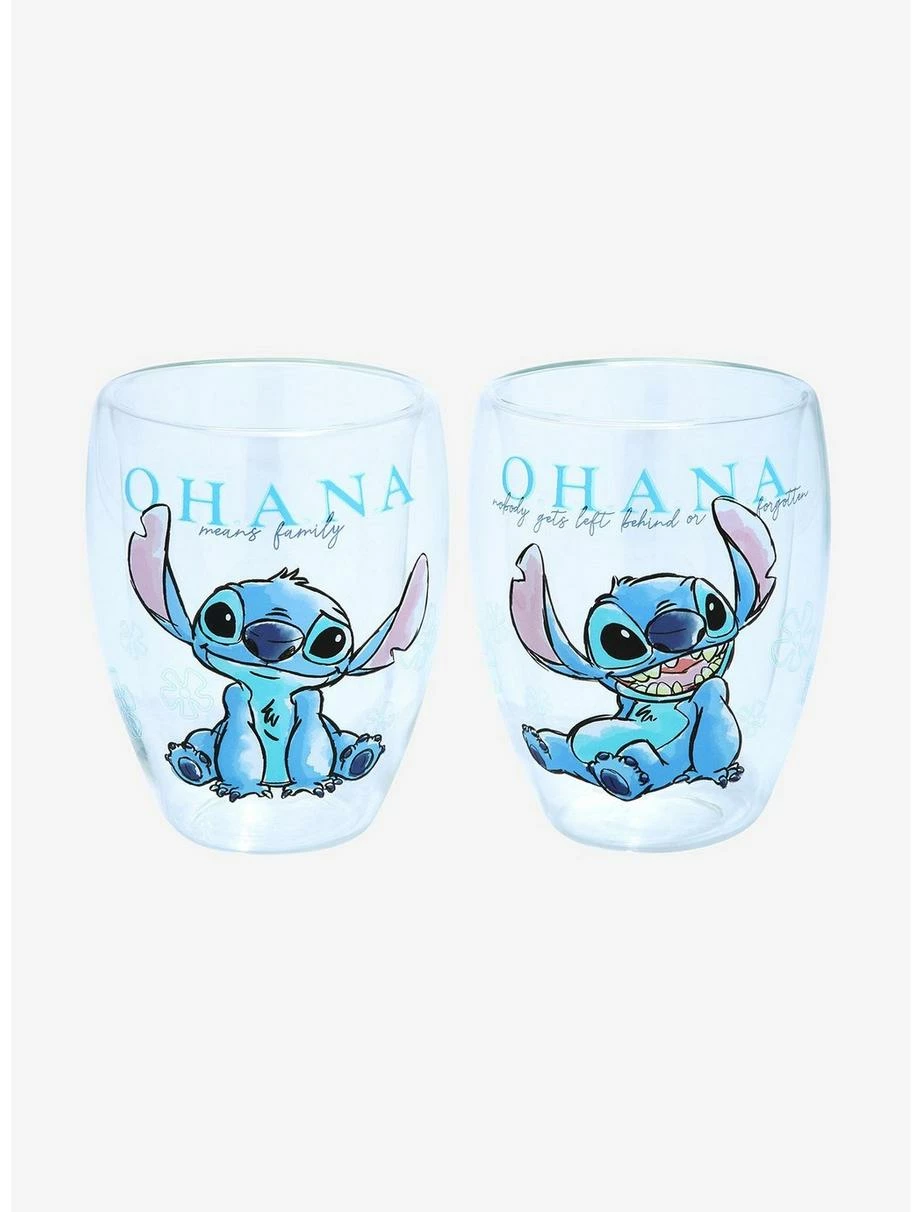 Drinkware Disney Lilo & Stitch Stitch Portrait Ohana Wine Glass Set