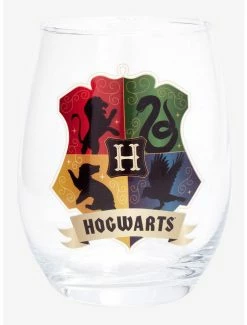 Drinkware Harry Potter Colorful Hogwarts Crest Wine Glass